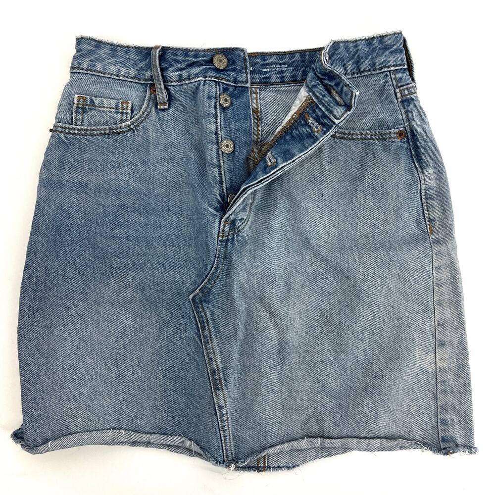 Old Navy Womens Button Fly Denim Jean Skirt Medium Wash Size 4 Preowned